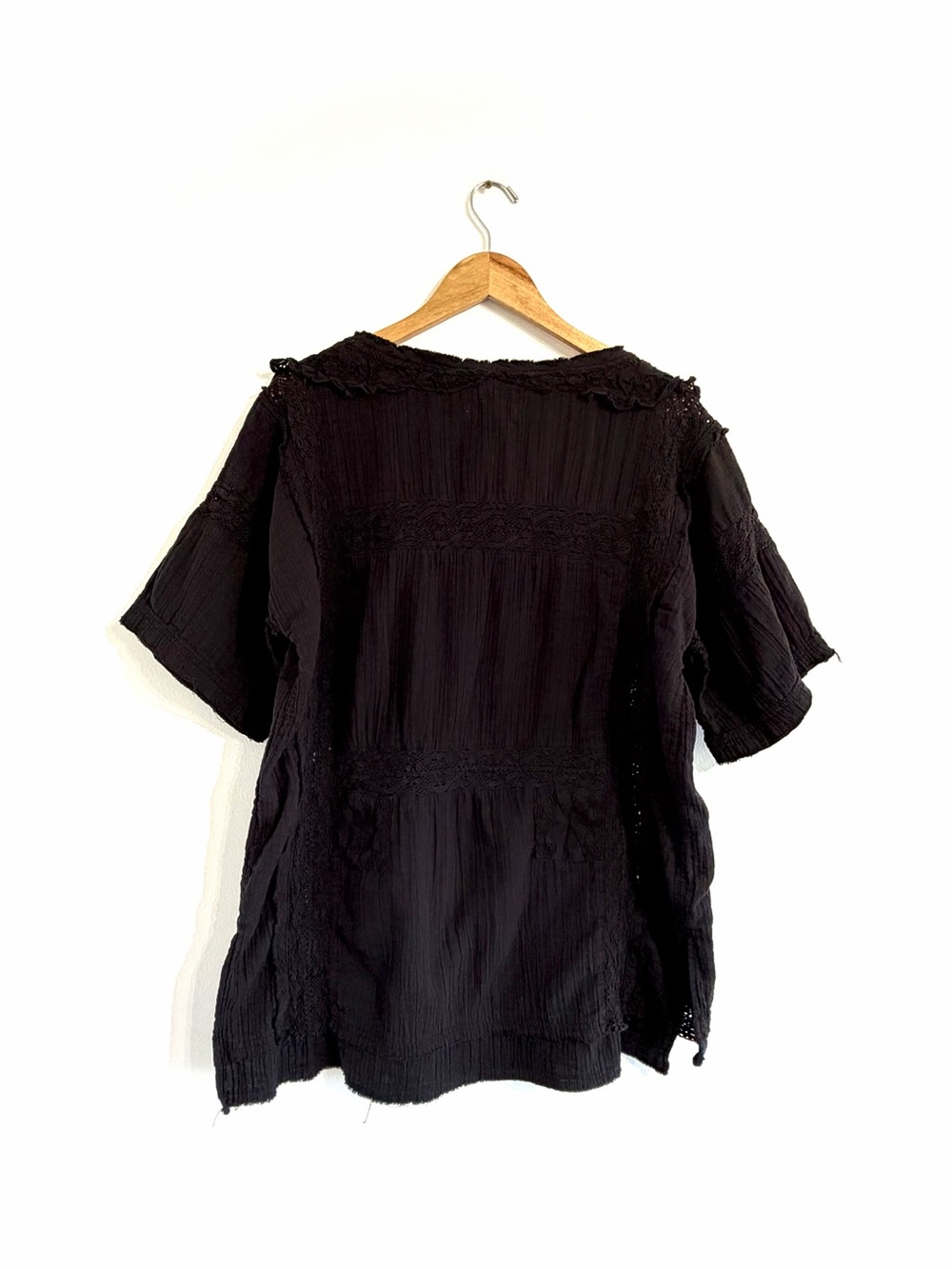 Free People Rustic Romance Top black crochet bohemian top tunic - Picture 4 of 12